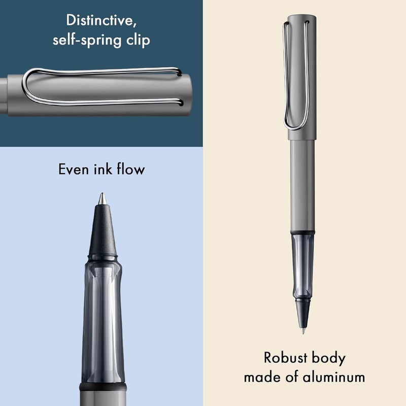 LAMY AL-star graphite - Rollerball Pen pen with transparent, ergonomic grip & line width M - lightweight aluminum body - including rollerball refill M 63 in black - Image 3